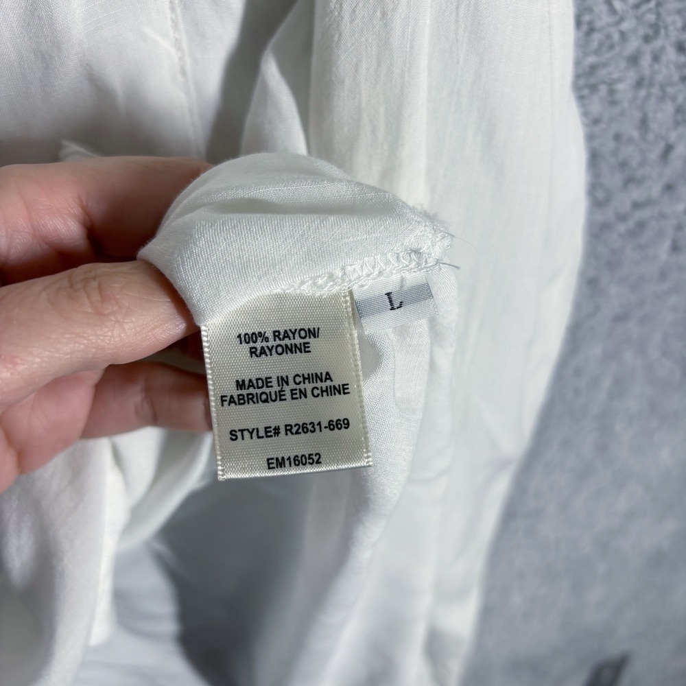 Bella Dahl Split Back Rayon Button Down Size L Wh… - image 6